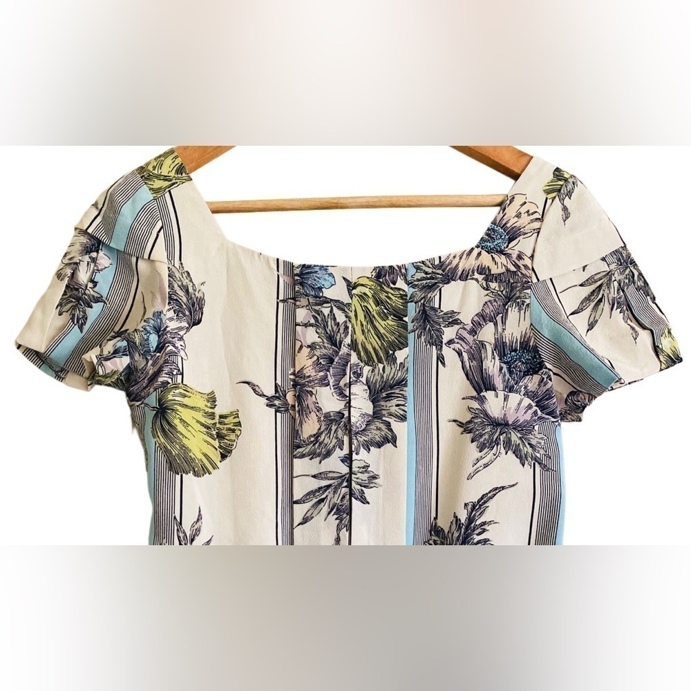 ANTHROPOLOGIE LEIFSDOTTIR 100% Silk Retro Drop Waist Feminine Floral Dress Sz 6 - Picture 9 of 12